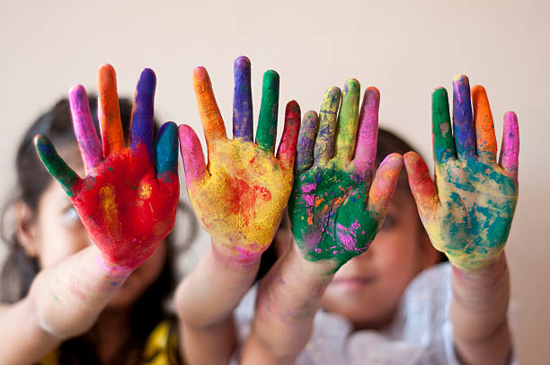 Colorful painted hands